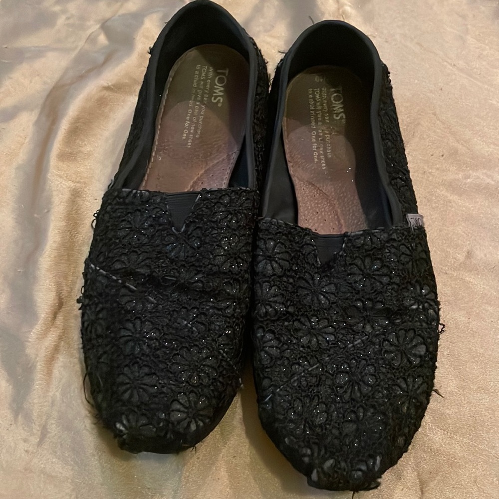 Toms Canvas Glittered floral shoe